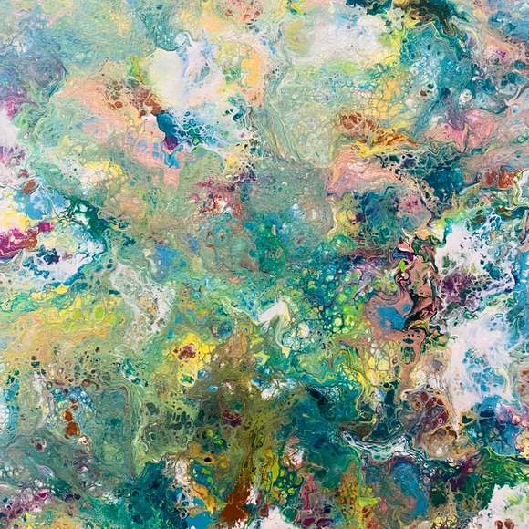 Art peace 16 x 20 original one of a kind art piece. Paint Pour! Gorgeous colors. - Picture 3 of 3